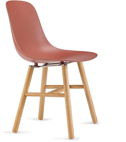 Pure Loop Mono Retro Wood - stoel met houten vierpoot frame en een soft touch kunststof zitschaal
