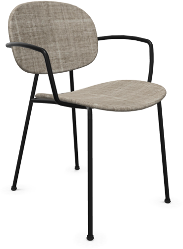 Tondina Pop Full arms - gestoffeerde design stoel met ronde vormen en minimalistisch 4-poot frame met armleggers