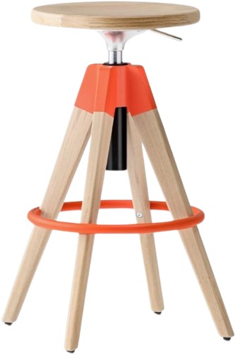 Arki Kruk, frame hout eiken en metaal. Gaslift hoogte verstelbaar 65-75 cm. 100% Gecertificeerd hout.