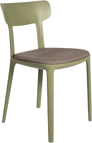 Canova - kunststof design stoel met ronde vormen en een gestoffeerde zitting