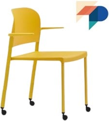 Staq A758 - multifunctionele stoel op wielen, goed stapelbaar, met armleggers