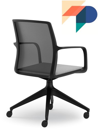 Sture 227J - Luxe vergaderstoel met draaibaar spiderframe op wielen
