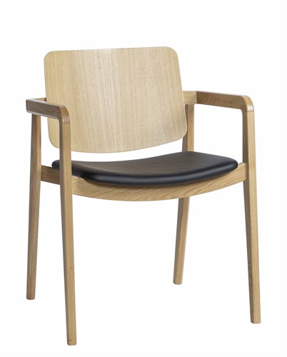 Freya MO4714 Arms Wood - Houten stapelbare armstoel, frame eiken, zitting en rug eiken fineer