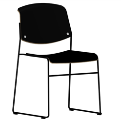 Pause MO8640  Runner - Magnus Olesen sledeframe stoel, zitting en rug kern hout, afwerking hpl, linoleum of fineer