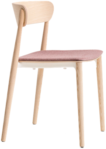 Nemea 2821 - school- kantine stoel met gestoffeerde zitting, scandinavische stijl. 100% Gecertificeerd hout FP