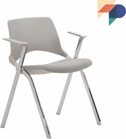 A140-30 4-poots kunststof design stoel met gestoffeerde zitting en armleggers, verticaal stapelbaar