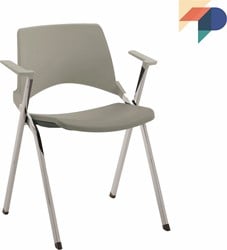 A140 - 4-poots kunststof design stoel met armleggers, verticaal stapelbaar