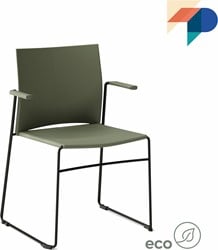 A450 - kunststof zaalstoel met armleggers, goed stapelbaar