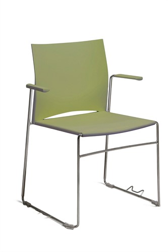 A450 - kunststof zaalstoel met armleggers, goed stapelbaar - FRAME CHROOM - LICHTGROEN (VC 512)