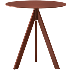 Arki 3 - kleine design tafel met een volkern blad in rond of vierkant en 3 schuine poten
