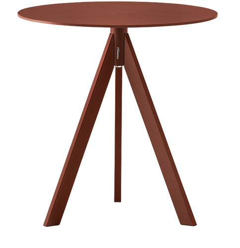 Arki 3 - kleine design tafel met een volkern blad in rond of vierkant en 3 schuine poten