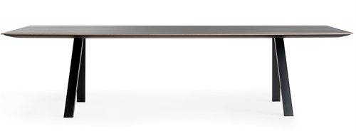 Arki Tafel - design / vergadertafel met een rechthoek dun (Fenix) volkern blad en schuine poten - Houtlook - Arpa 4519 - 400 x 1000 mm - frame wit (BI100)