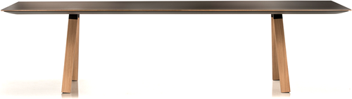 Arki Tafel Wood - design / vergadertafel met een rechthoek dun (Fenix) volkern blad en schuine poten - Wit CFP_BI - Eiken gebleekt (RS) - 3000x1200 mm - CC - 1000 x 42 mm