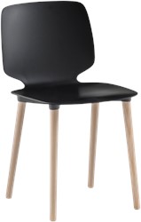 Babila 2750 - kunststof stoel met houten poten. 100% Gecertificeerd hout