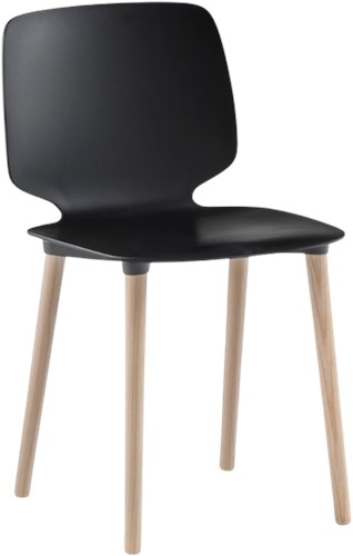 Babila 2750 - kunststof stoel met houten poten. 100% Gecertificeerd hout