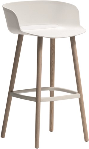 Babila 2757 - Essenhout 4-poot frame met kunststof kuip -  zithoogte 65 cm - ZWART GEBEITST (AN) - ORANJE (AR) - Wit (BI) - 100% Gecertificeerd hout
