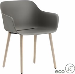 Babila XL 2754 - kunststof kuipstoel met essen houten poten en extra brede zitschaal -  100% Gecertificeerd hout.