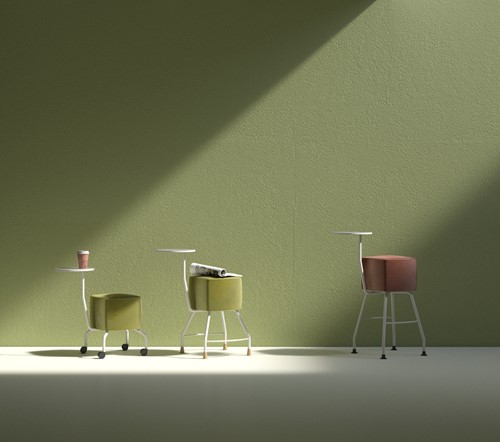 Bowie - gestoffeerde kruk met 4-poot frame in 3 verschillende zithoogtes  - S - 46cm - Zwart (NE) - Stofgroep 2