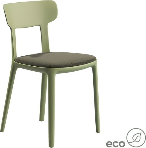 Canova - kunststof design stoel met ronde vormen en een gestoffeerde zitting