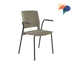 Casi armstoel- Stevige stapelbare stoel met kunststof zitschaal en vierpootframe voorzien van armleggers