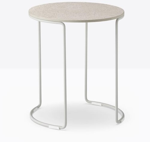 Circuit High - Ronde bijzettafel met volkern blad Ø42 en rond doorlopend buisframe h45 cm-2