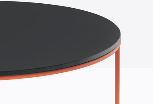 Circuit Low - Ronde salontafel met volkern of stalen blad Ø59 en rond doorlopend buisframe h25 cm-2