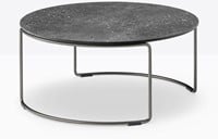 Circuit Low - Ronde salontafel met volkern of stalen blad Ø59 en rond doorlopend buisframe h25 cm-2