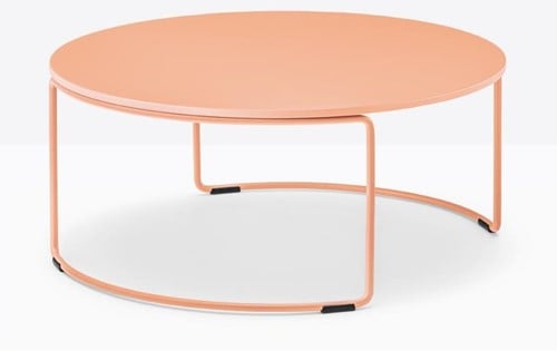 Circuit Low - Ronde salontafel met volkern of stalen blad Ø59 en rond doorlopend buisframe h25 cm-3