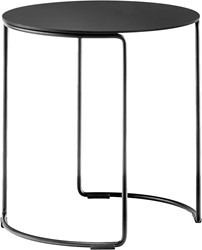 Circuit High - Ronde bijzettafel met volkern blad Ø42 en rond doorlopend buisframe h45 cm - Zwart (NE) - Fenix marmer look wit volkern - Arpa 3455 - 6mm