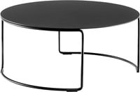 Circuit Low - Ronde salontafel met volkern of stalen blad Ø59 en rond doorlopend buisframe h25 cm