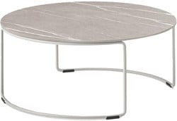 Circuit Low - Ronde salontafel met volkern of stalen blad Ø70 en rond doorlopend buisframe h30 cm