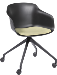 Combo/Dame SP/W - Kunststof kuipstoel met gestoffeerde zitting en spiderframe op wielen