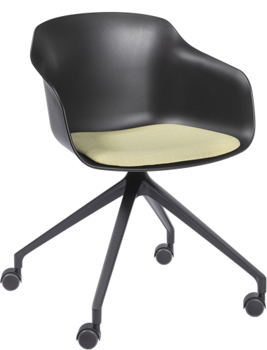 Combo/Dame SP/W - Kunststof kuipstoel met gestoffeerde zitting en spiderframe op wielen