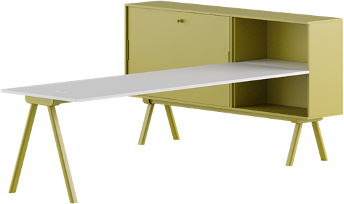 Zanetti/Surfy workstation DX 180  - Bureau, kast met schuifdeuren en sloten