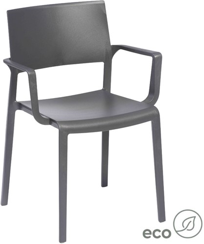 Elisa Eco/Lilibet armstoel - vierpoot stoel met armleuningen, gemaakt van (gerecycled) kunststof