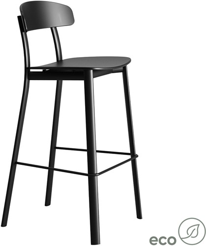 Feluca Pop - 4 poot kruk, frame staal, zit en rug (gerecycled) kunststof -