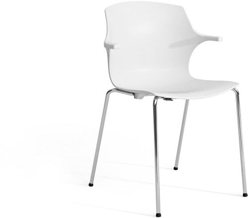 Frill - kunststof kantine stoel, frame antraciet, kunststof  wit, stapelplaat wit