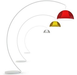 L002T/BA - staande booglamp met half ronde kunststof kap