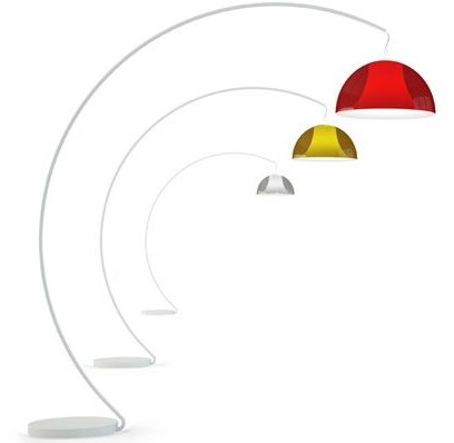 L002T/BA - staande booglamp met half ronde kunststof kap