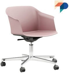 Geo SW- Kuipstoel met aluminium kruisvoet met wielen en tilt mechanisme