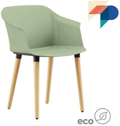 Geo Wood - Kuipstoel met houten vierpootframe