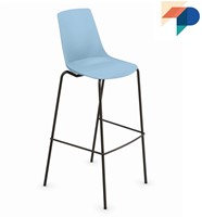 H100 - kantine barkruk, vierpoot kruk uit de Serie 100, solide frame ronde buis, kunststof zitschaal