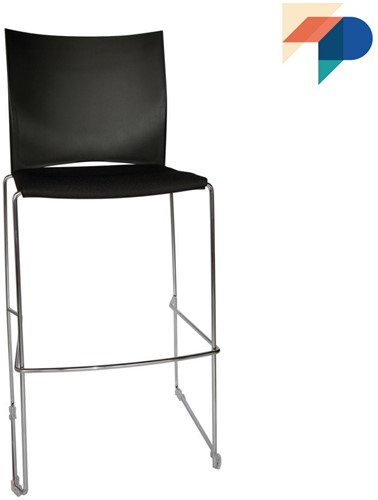 H450-30 - kantine kruk met gestoffeerde zitting, rug kunststof