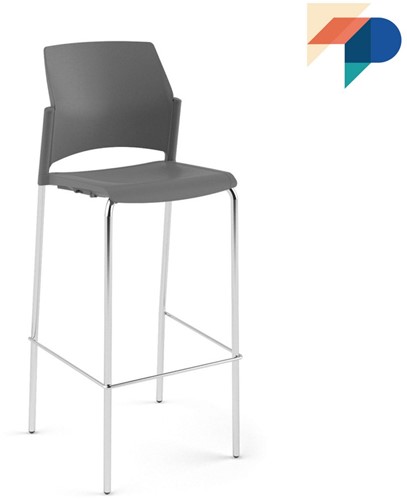 H580 - stevige kruk met kunststof zitting en rug