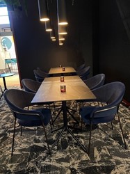 UITVERKOOP  Horeca set Jazz stoel 8x - Tafel SC637-NE 4x + blad 69x69-3452