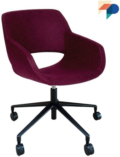 Jolie 4502/2 - Bureaustoel met rondom gestoffeerde zitschaal en swivel frame op wielen