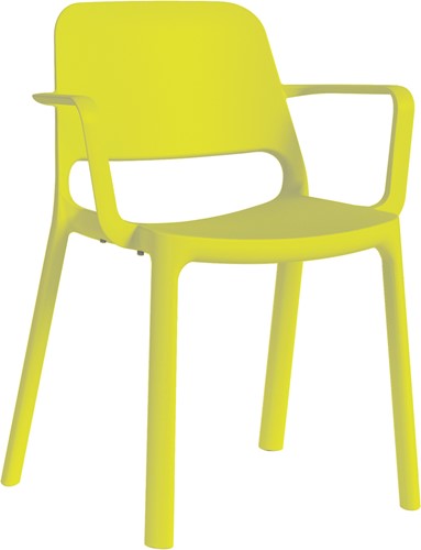 Kasper armstoel - kunststof school/ kantine stoel - Geel (GI)- Uitlopend laatste voorraad