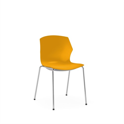 No-Frill - kunststof kantine stoel, frame antraciet, kunststof oranje, stapelplaat zilver