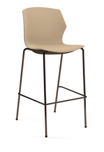 No-Frill kruk - kruk met kunststof zitting, frame antraciet, kunststof zand, stapelplaat zilver