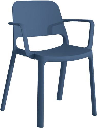Kasper Eco Armstoel - kunststof school- / kantine stoel van gerecycled kunststof - Eco Blauw (RB)